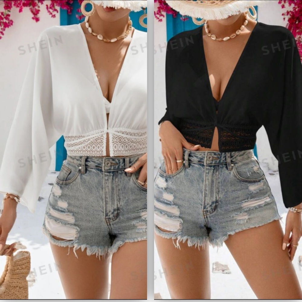 NWT Lace Crop 2 PACK (BLK&WHT)